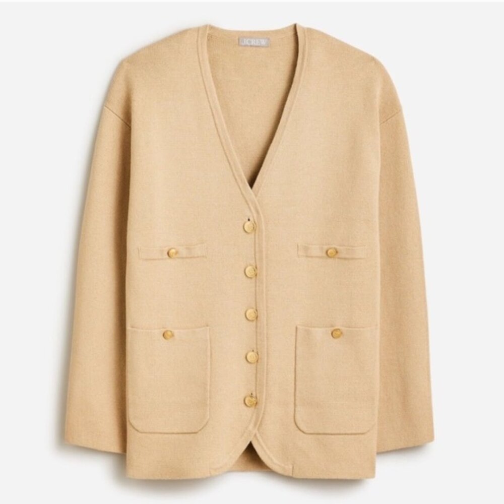 NWT J. Crew Long V-neck Sweater-Blazer Preppy Academia Old Money Women's XL